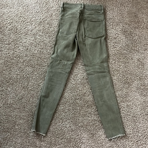 Free People We The Free Olive Green Raw Hem High Waist Skinny Jeans EUC - Picture 8 of 9